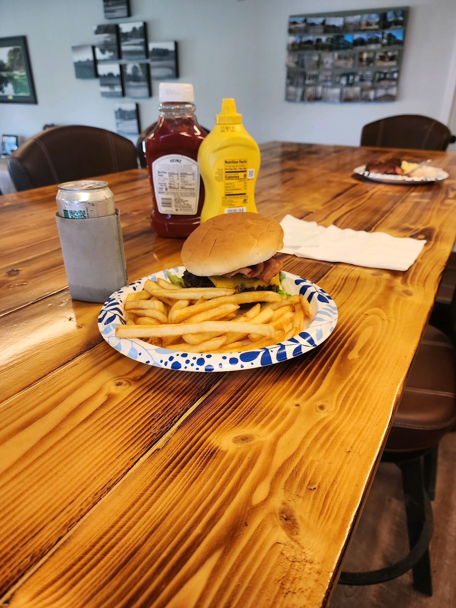 Plate of burger and fries
